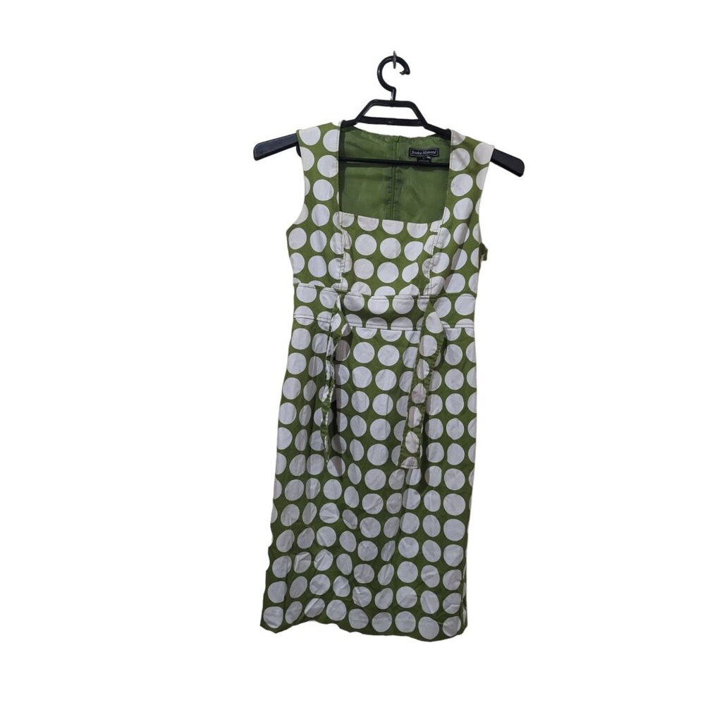 Jessica Howard Green Polka Dot Dress Size 8 Sleeveless Zip Closure‎ Chic Style